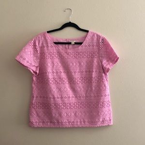 Pink J. Crew lace shell